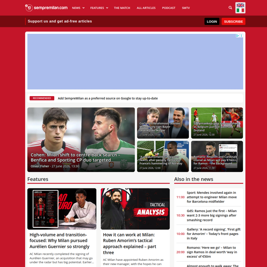 sempremilan.com homepage screenshot
