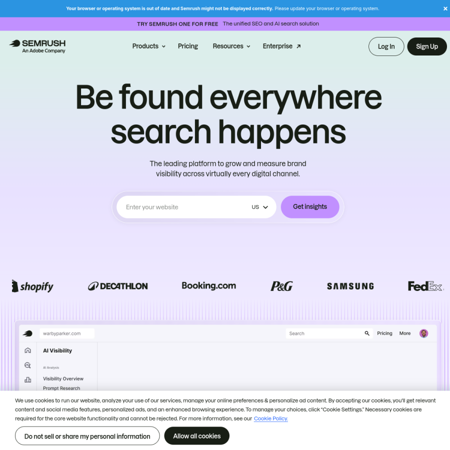 semrush.com homepage screenshot
