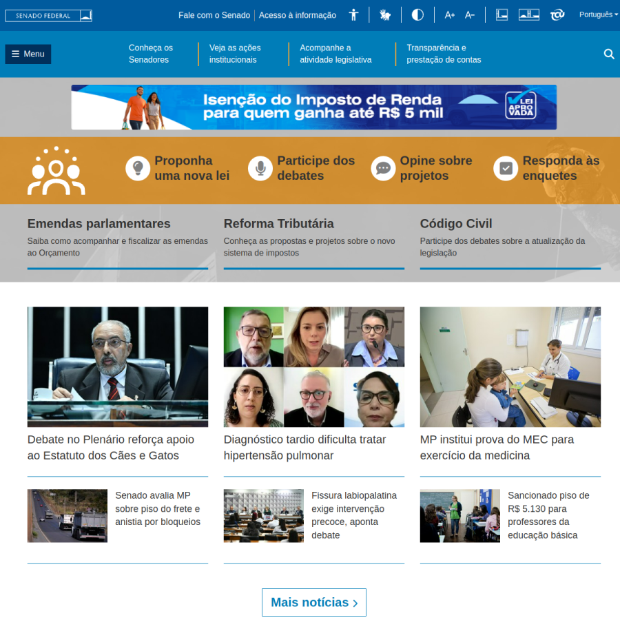 senado.leg.br homepage screenshot