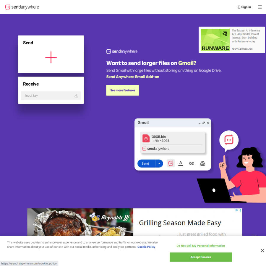 send-anywhere.com homepage screenshot