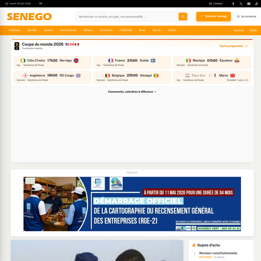 senego.com homepage screenshot