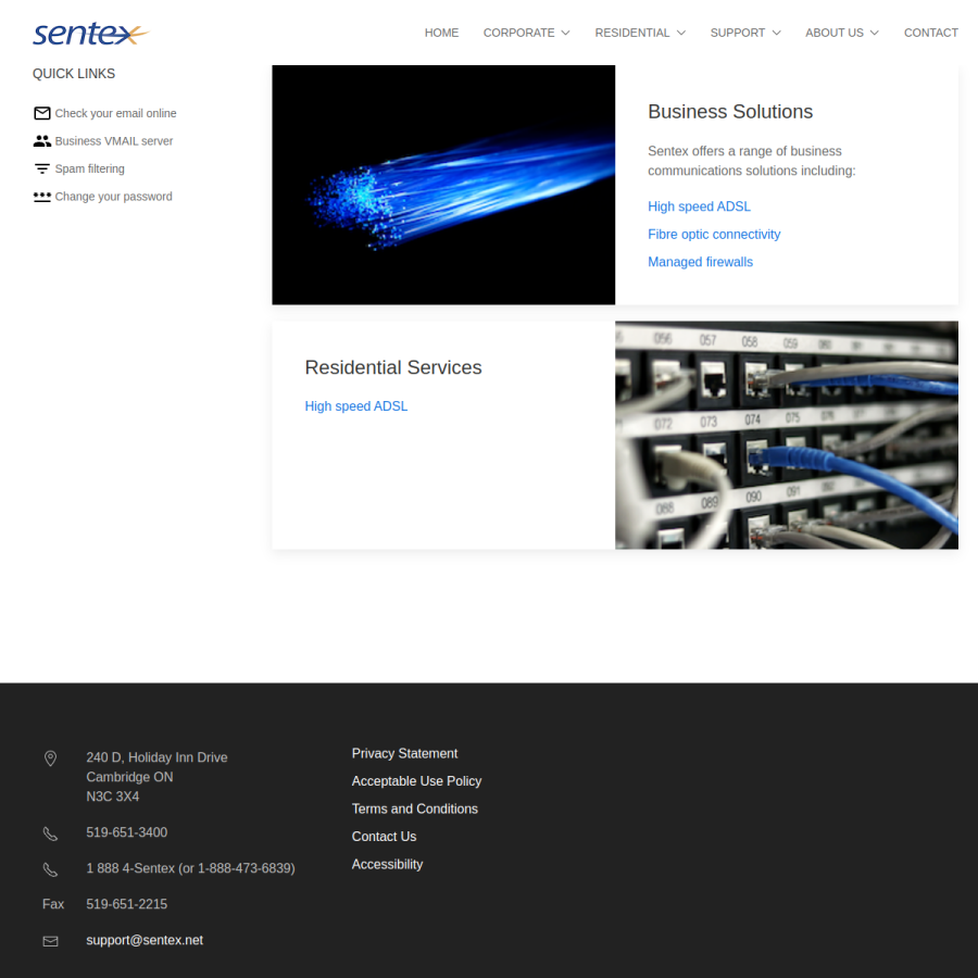 sentex.ca homepage screenshot