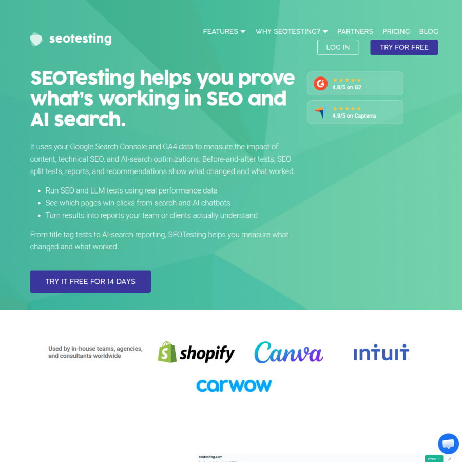 seotesting.com homepage screenshot