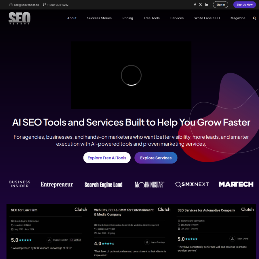 seovendor.co homepage screenshot
