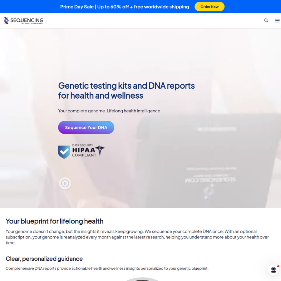 sequencing.com homepage screenshot