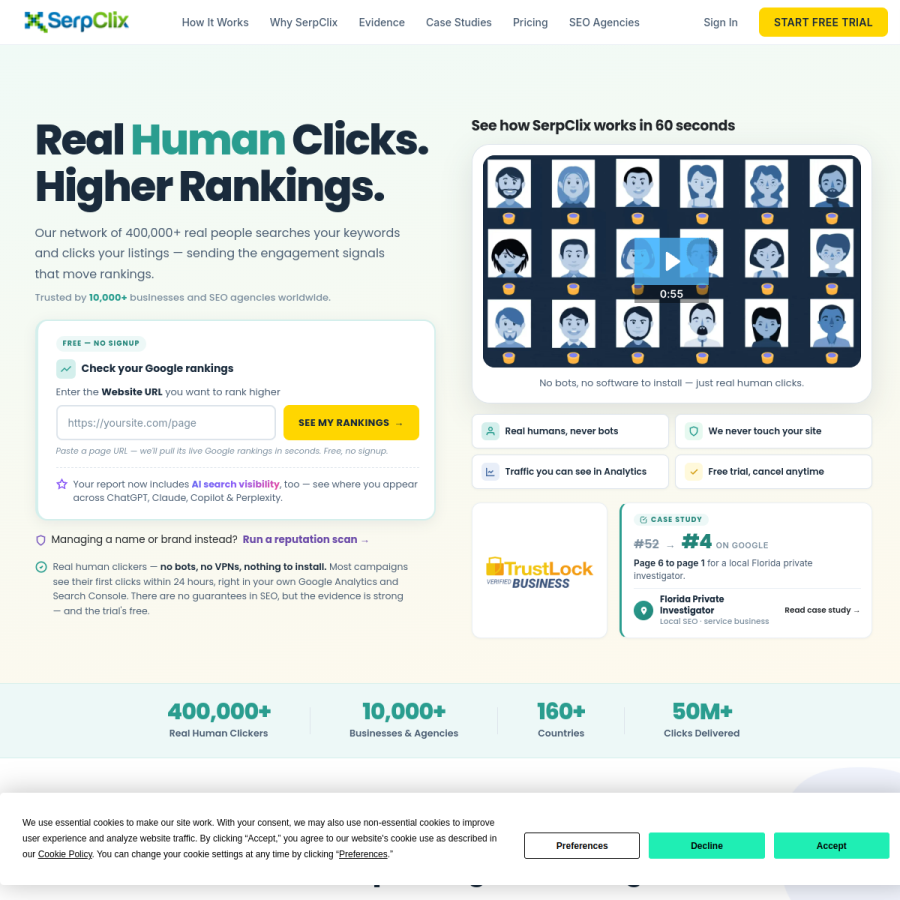 serpclix.com homepage screenshot