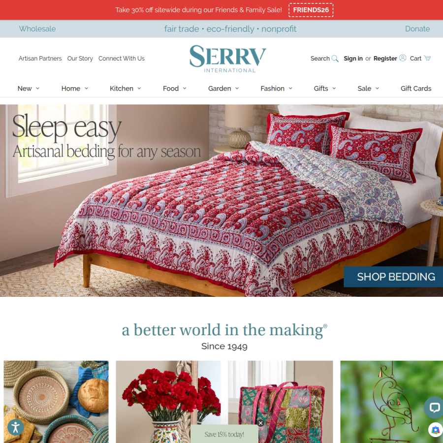 serrv.org homepage screenshot