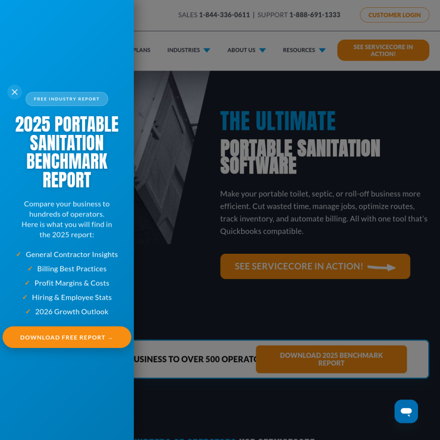 servicecore.com homepage screenshot