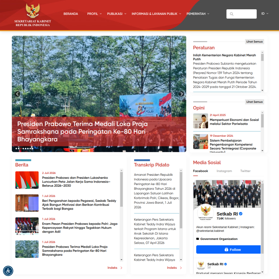 setkab.go.id homepage screenshot