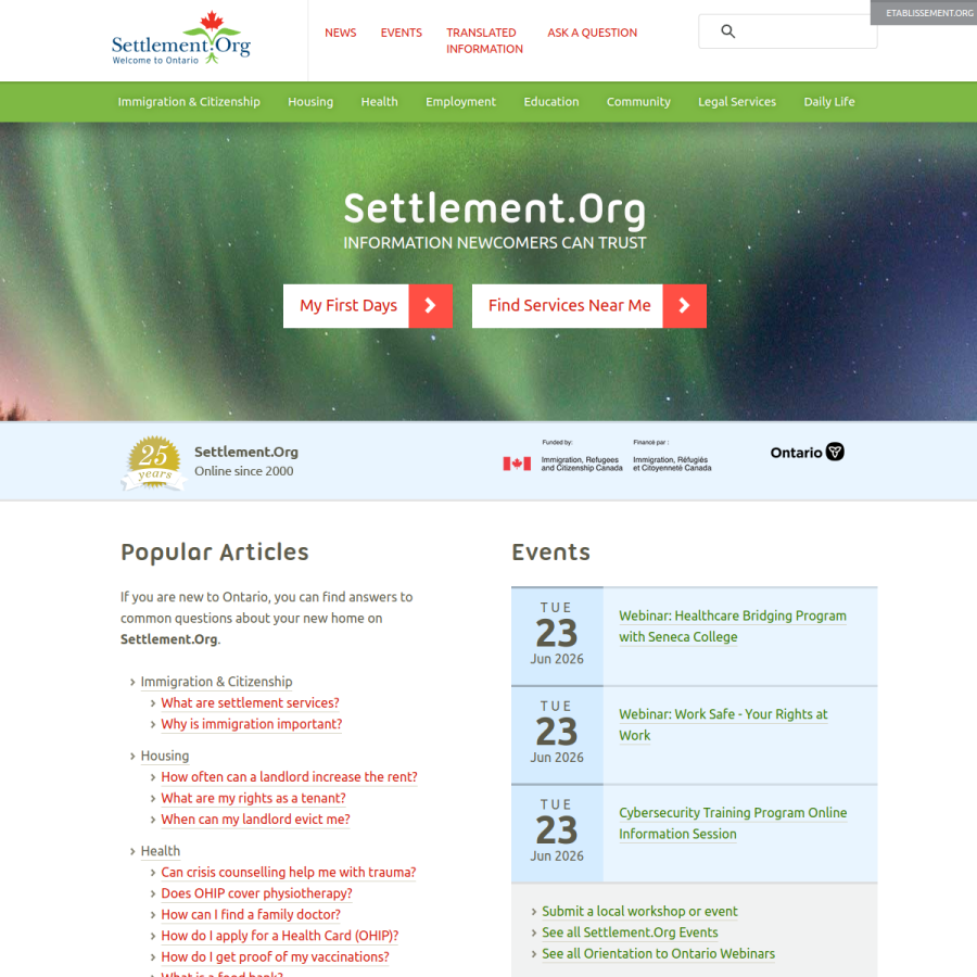 settlement.org homepage screenshot