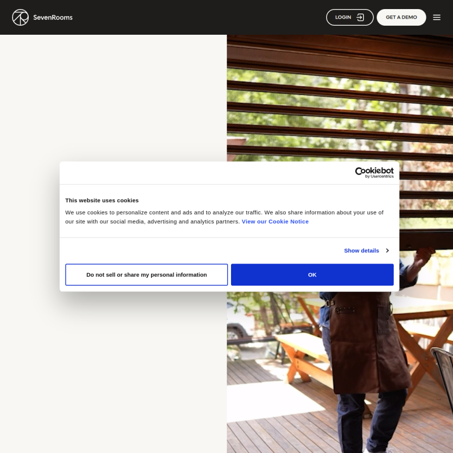 sevenrooms.com homepage screenshot