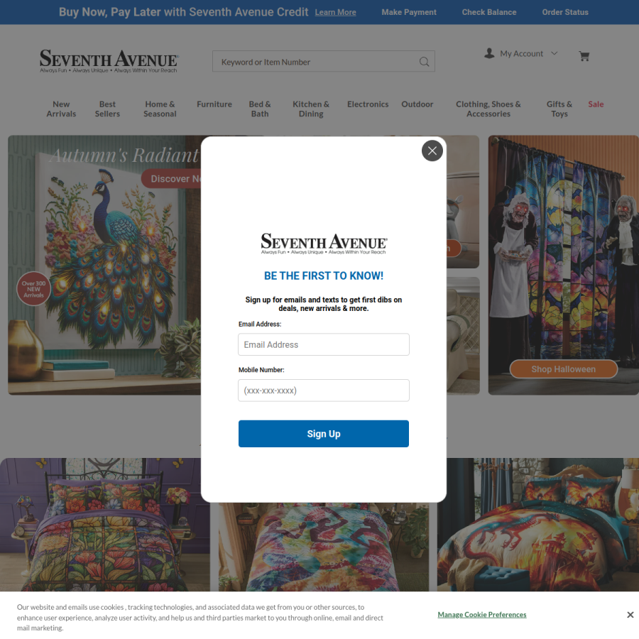 seventhavenue.com homepage screenshot
