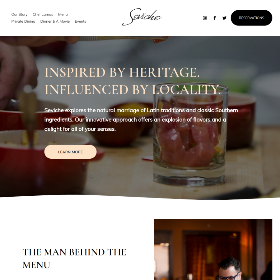 sevicherestaurant.com homepage screenshot