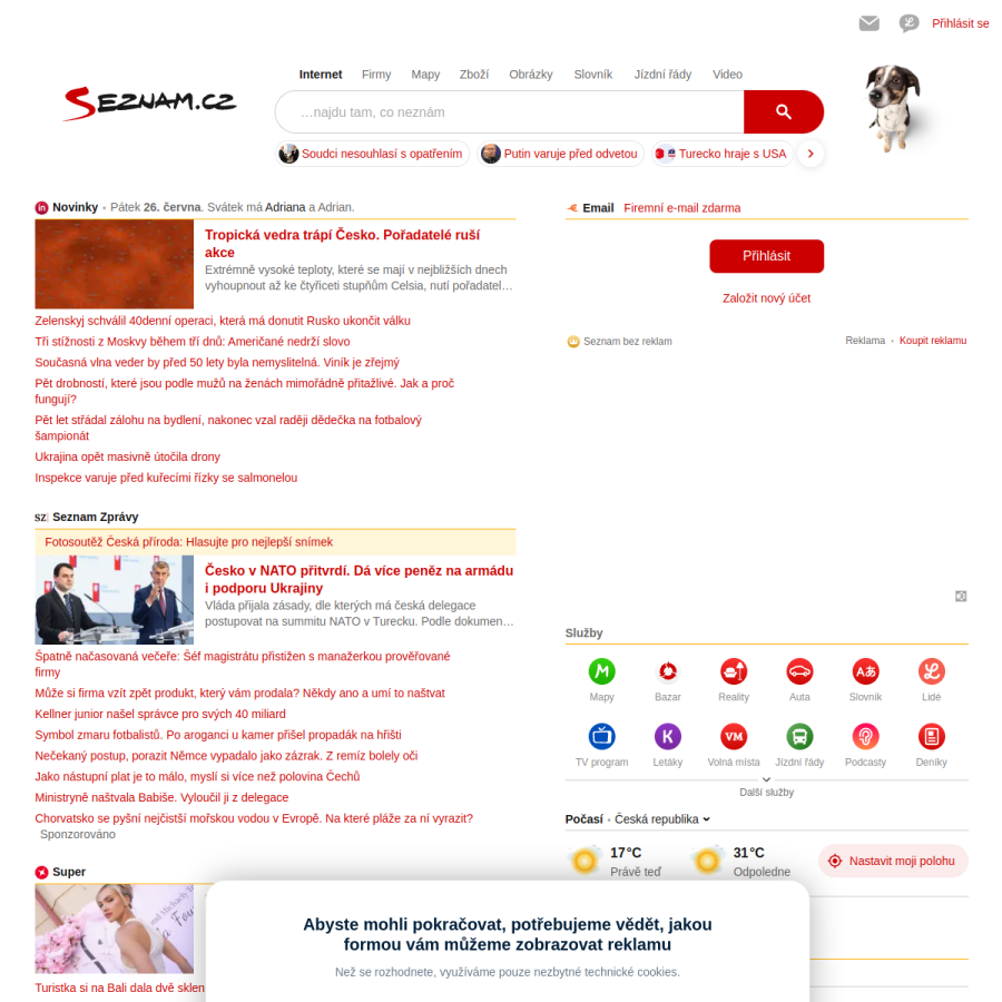 seznam.cz homepage screenshot