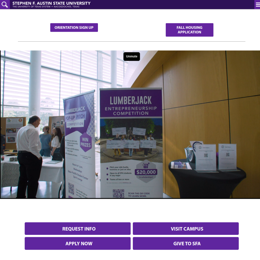 sfasu.edu homepage screenshot
