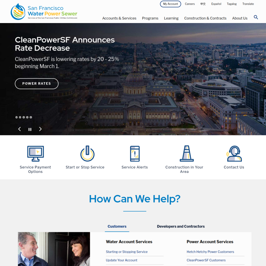 sfpuc.gov homepage screenshot