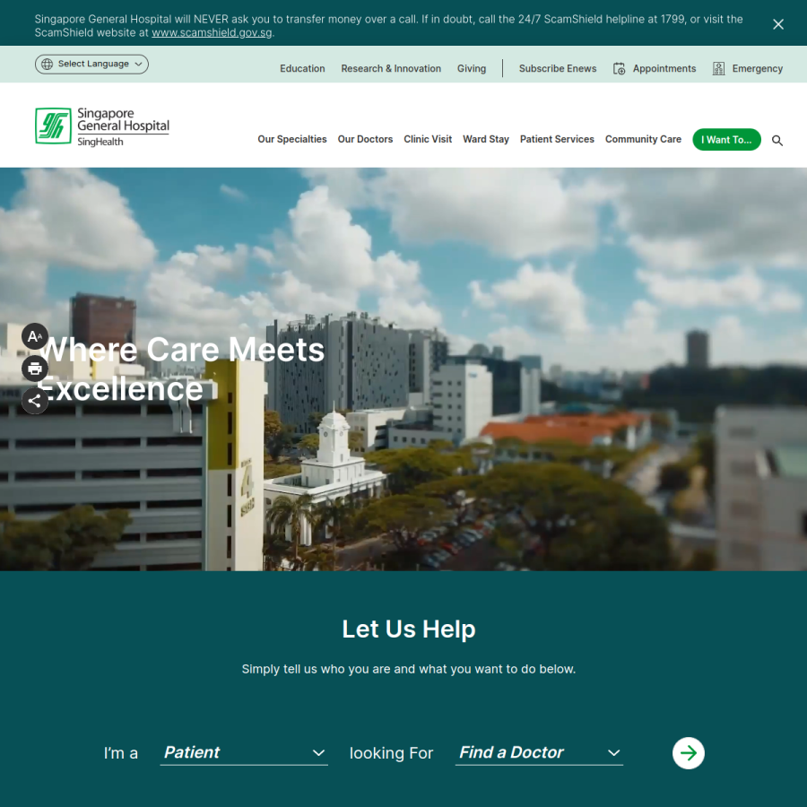 sgh.com.sg homepage screenshot