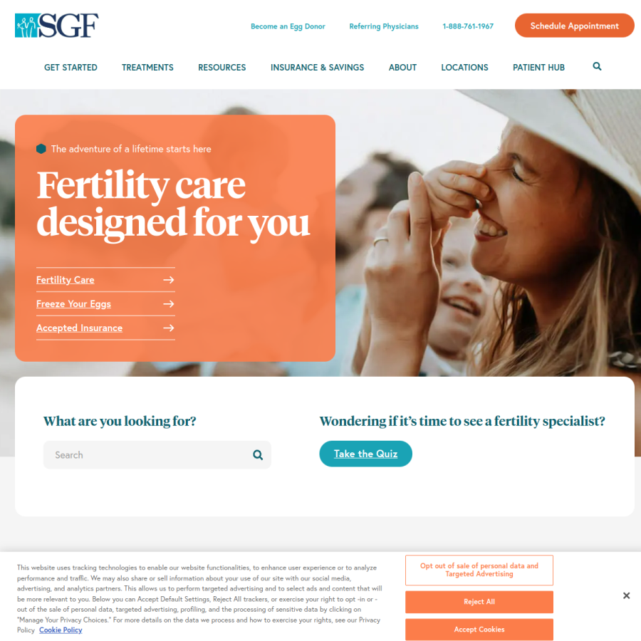 shadygrovefertility.com homepage screenshot