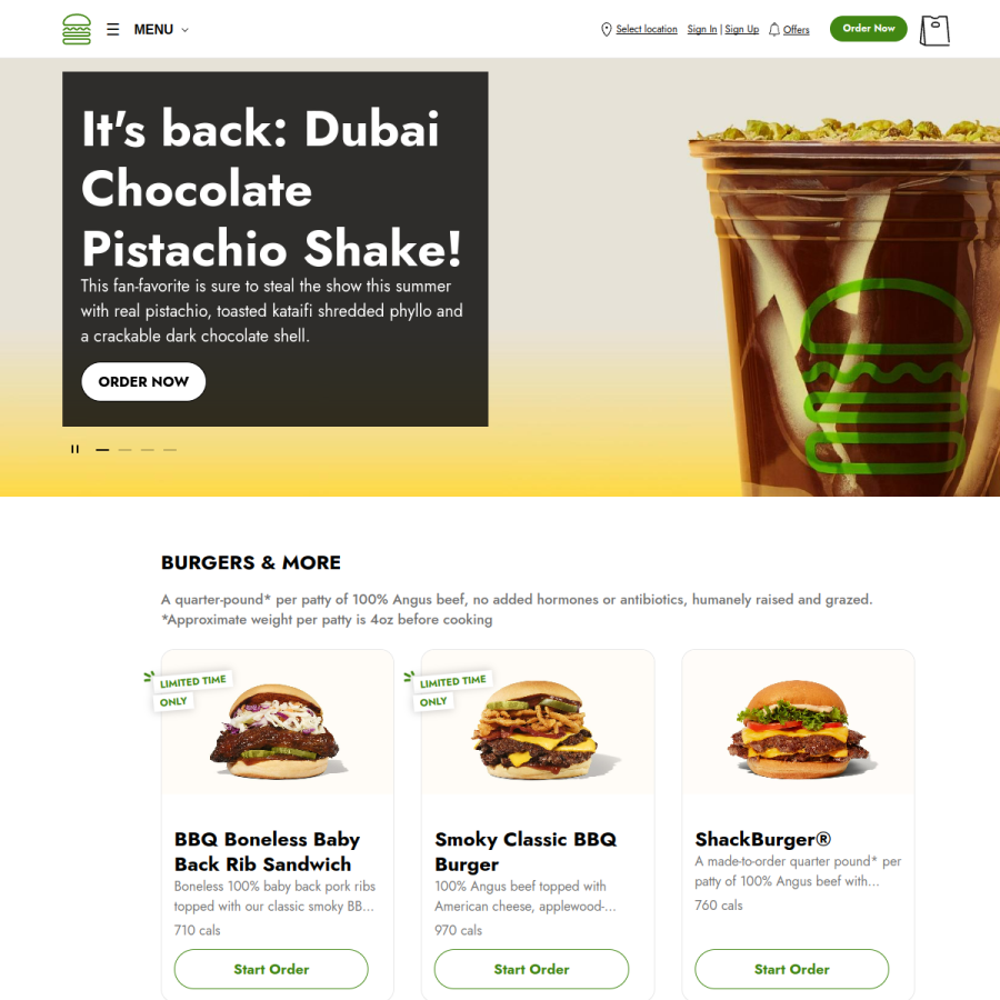 shakeshack.com homepage screenshot