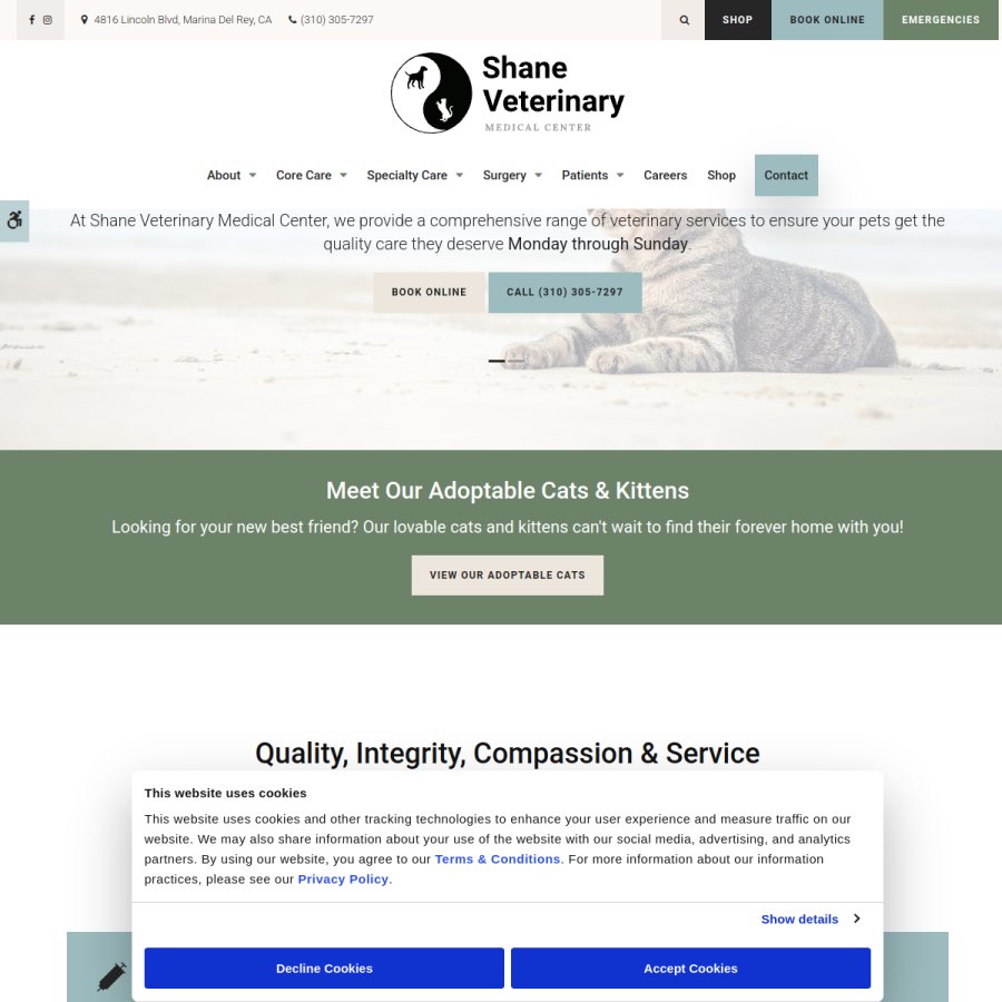 shanevet.com homepage screenshot