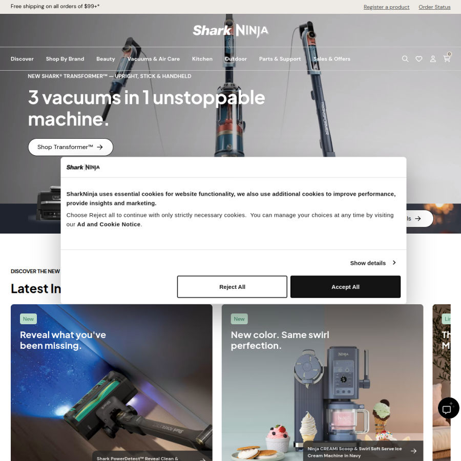 sharkclean.com homepage screenshot