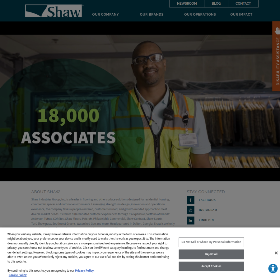shawinc.com homepage screenshot