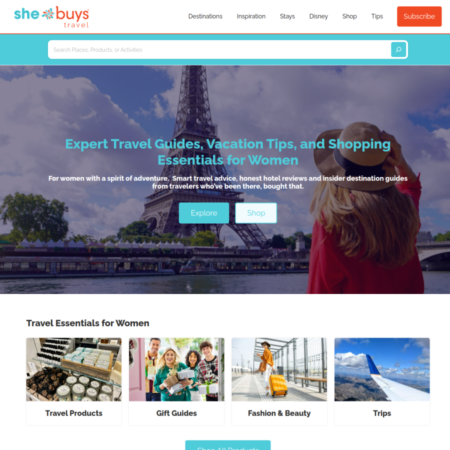 shebuystravel.com homepage screenshot