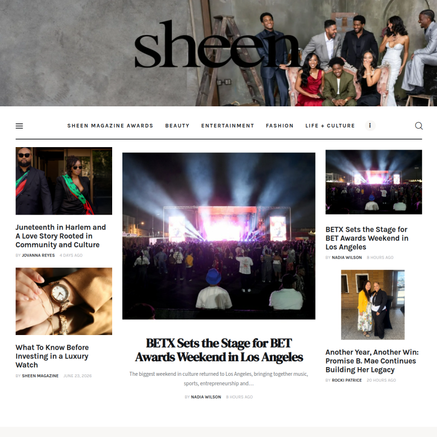 sheenmagazine.com homepage screenshot