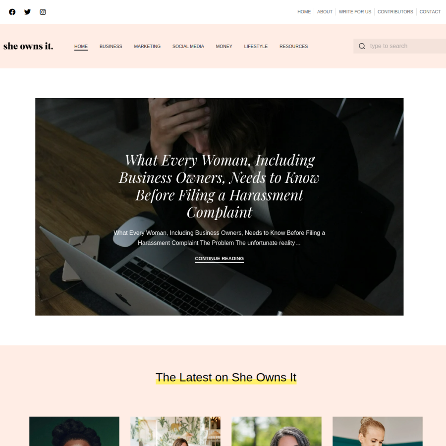 sheownsit.com homepage screenshot
