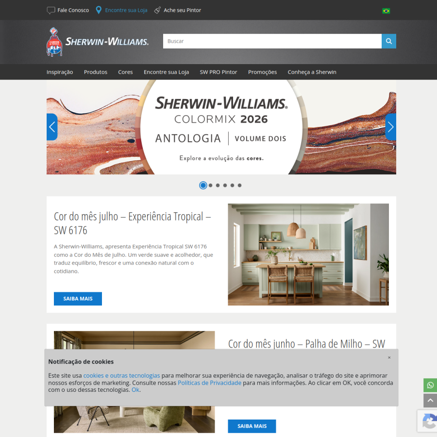sherwin.com.br homepage screenshot
