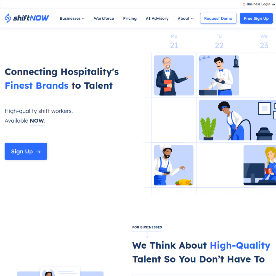 shiftnow.com homepage screenshot