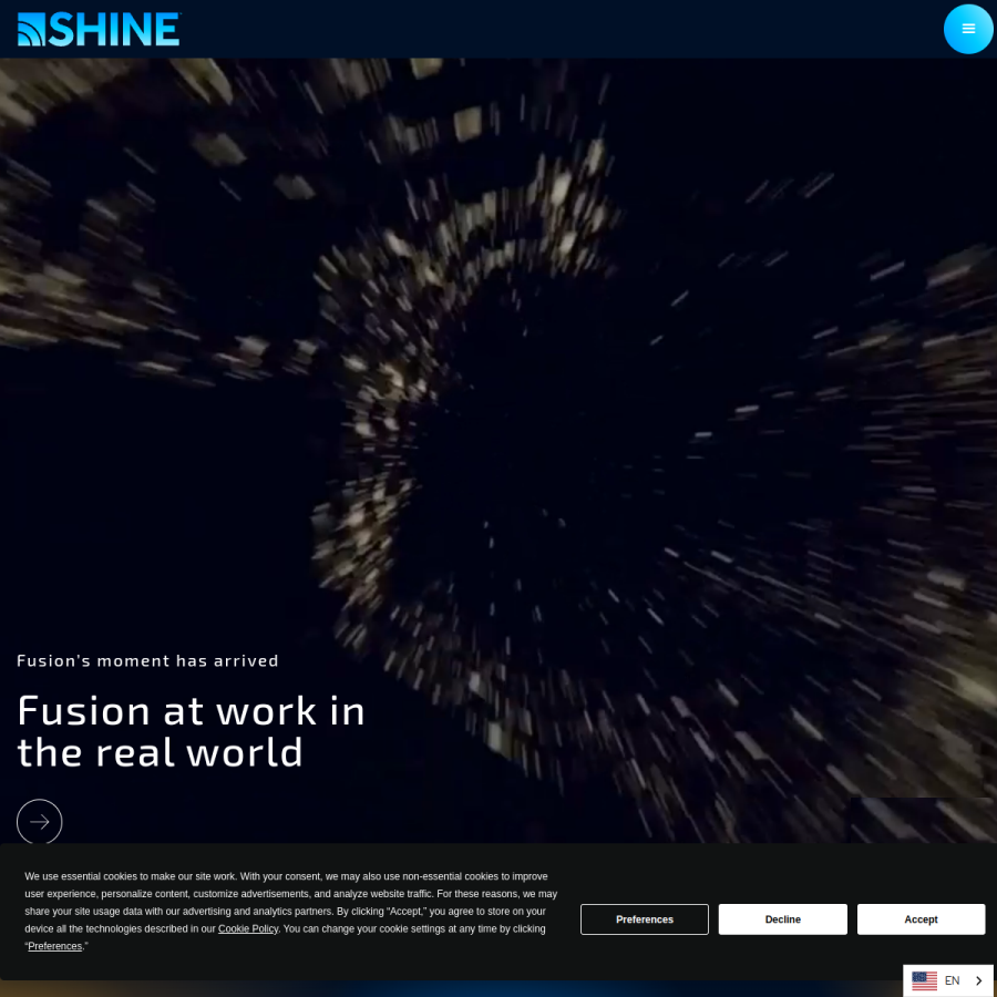 shinefusion.com homepage screenshot