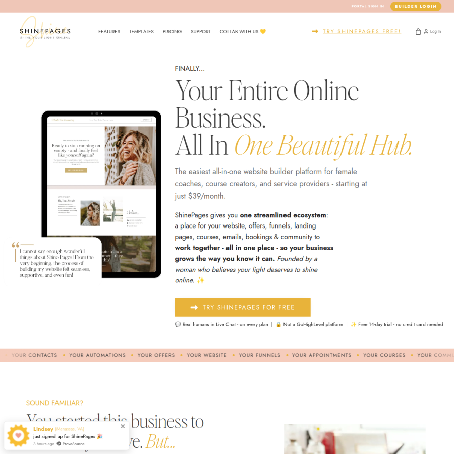 shinepages.com homepage screenshot