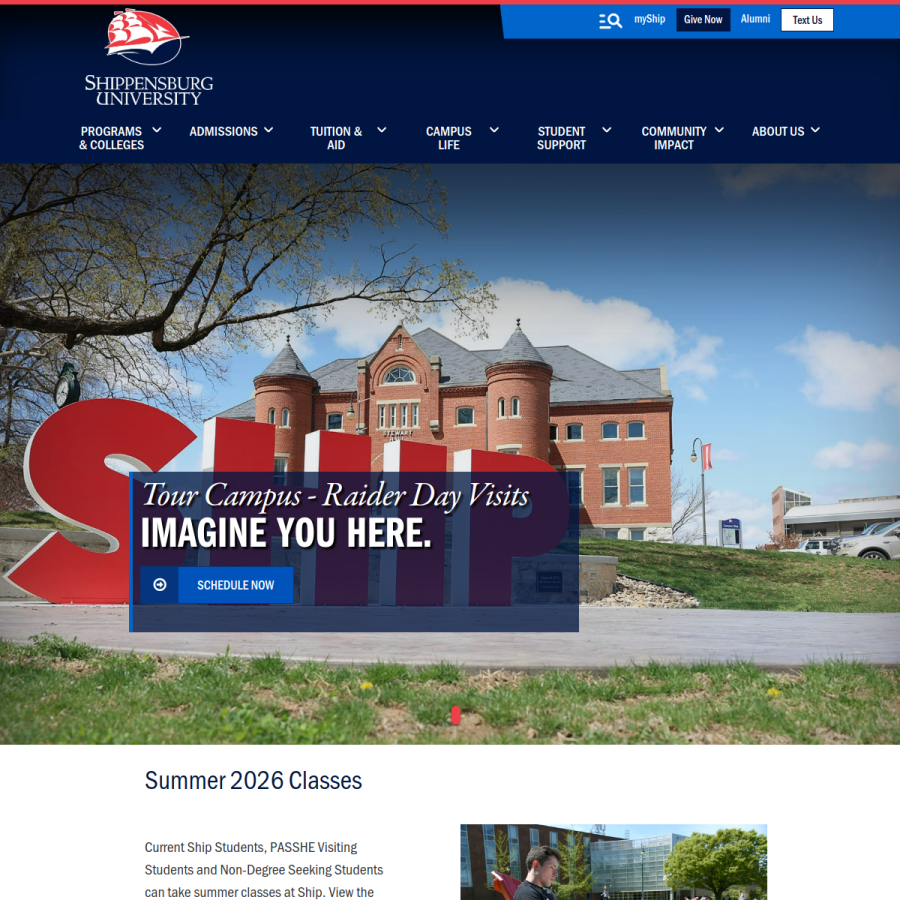 ship.edu homepage screenshot