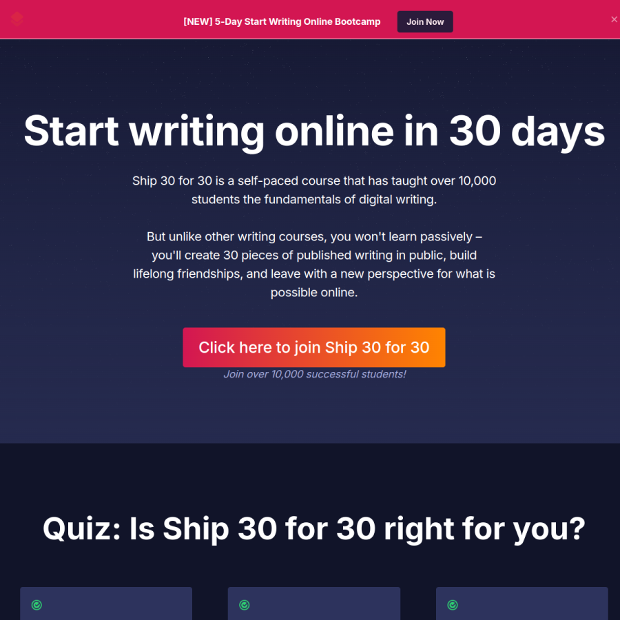 ship30for30.com homepage screenshot