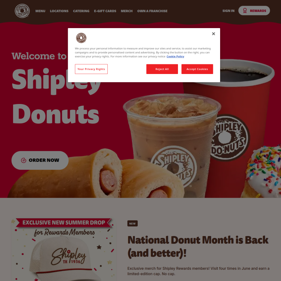 shipleydonuts.com homepage screenshot