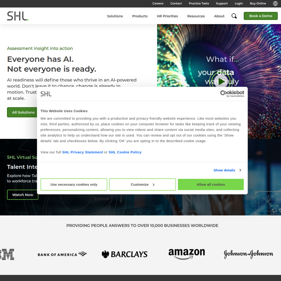 shl.com homepage screenshot