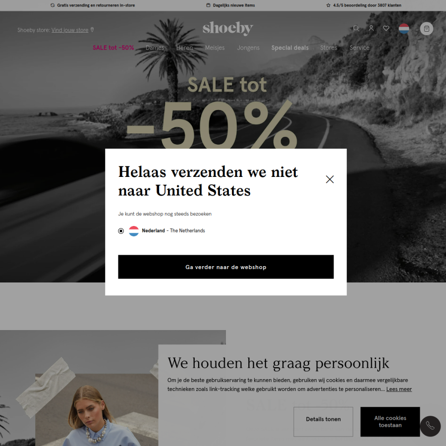 shoeby.nl homepage screenshot