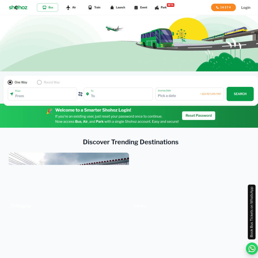 shohoz.com homepage screenshot