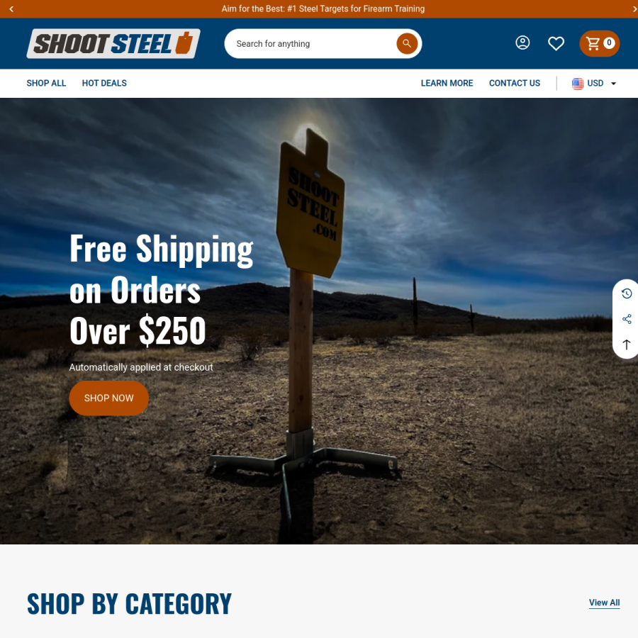 shootsteel.com homepage screenshot
