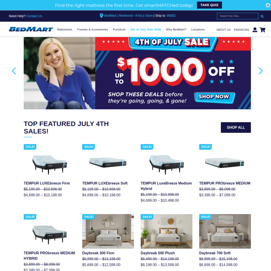 shopbedmart.com homepage screenshot