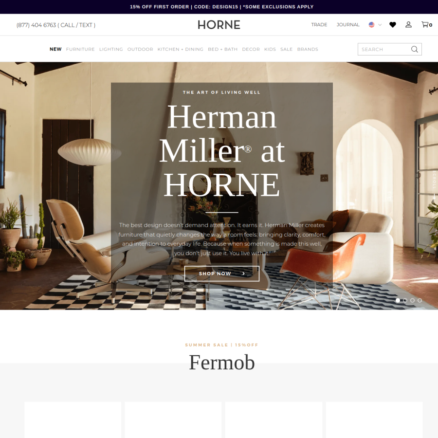 shophorne.com homepage screenshot