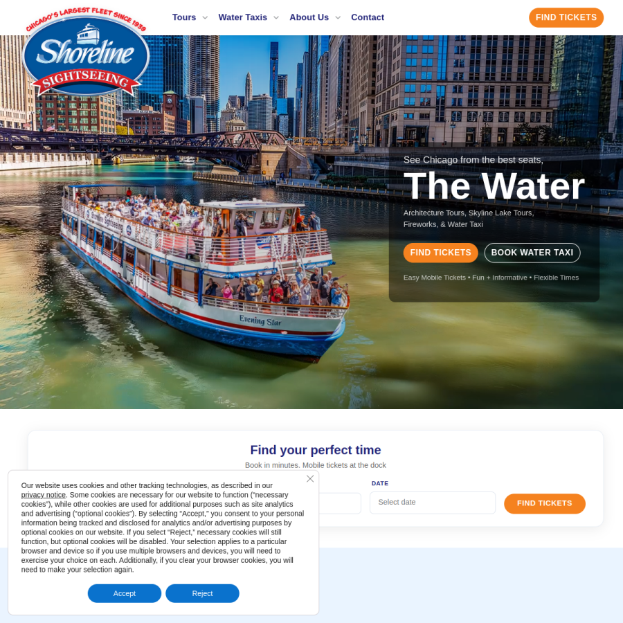 shorelinesightseeing.com homepage screenshot