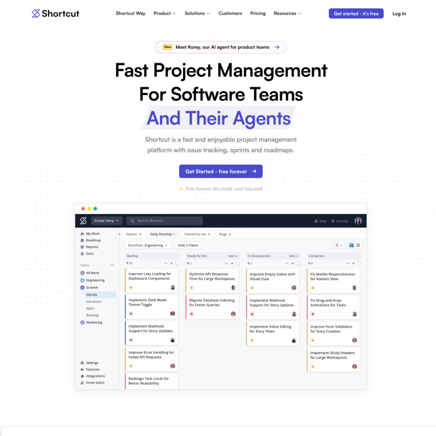 shortcut.com homepage screenshot