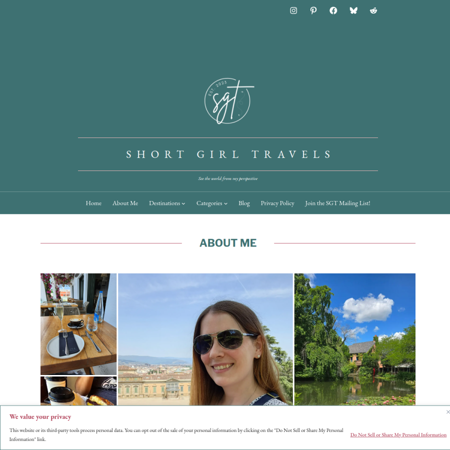shortgirltravels.com homepage screenshot