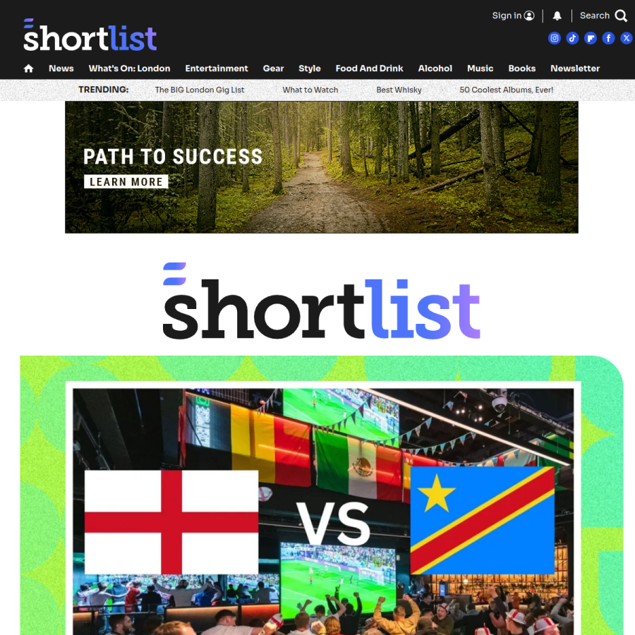 shortlist.com homepage screenshot