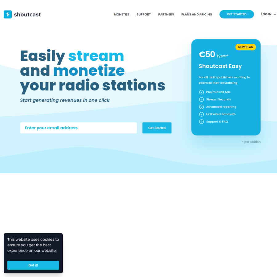 shoutcast.com homepage screenshot