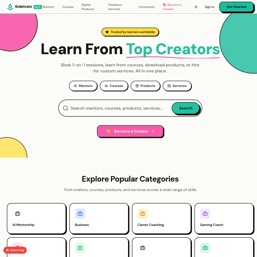 sidetrain.com homepage screenshot
