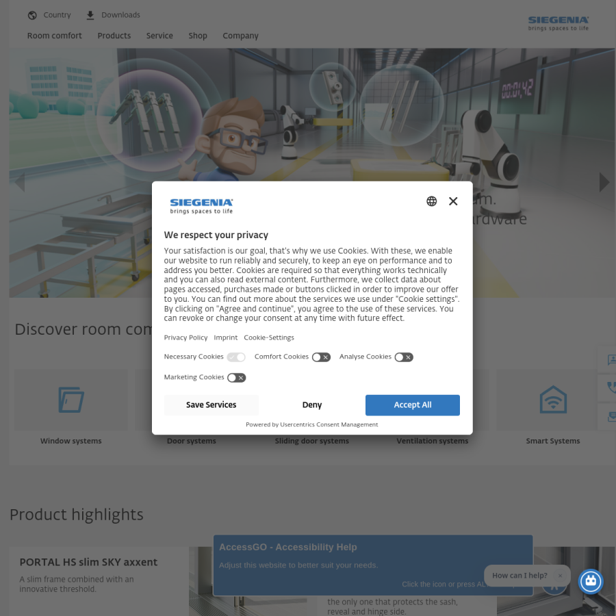 siegenia.com homepage screenshot