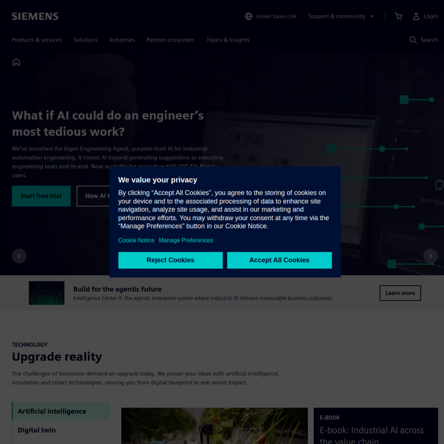 siemens.com homepage screenshot